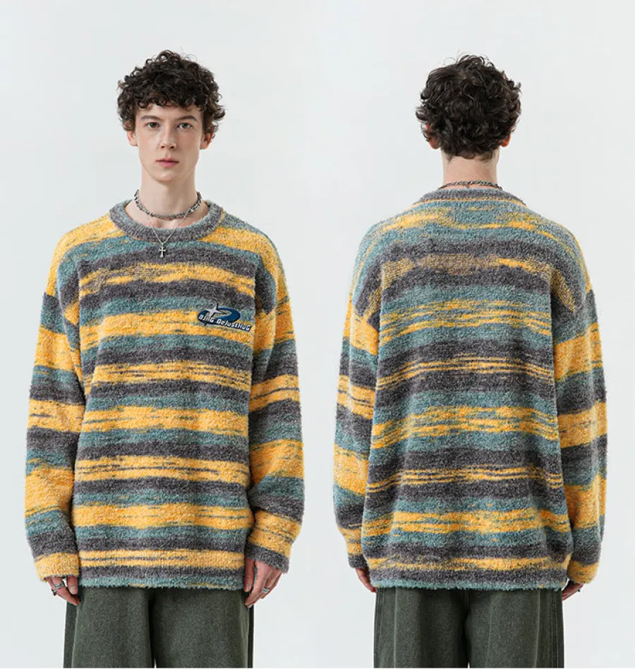 Outlet Contrast Painted Stripe Sweater Sweaters