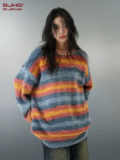 Outlet Contrast Painted Stripe Sweater Sweaters
