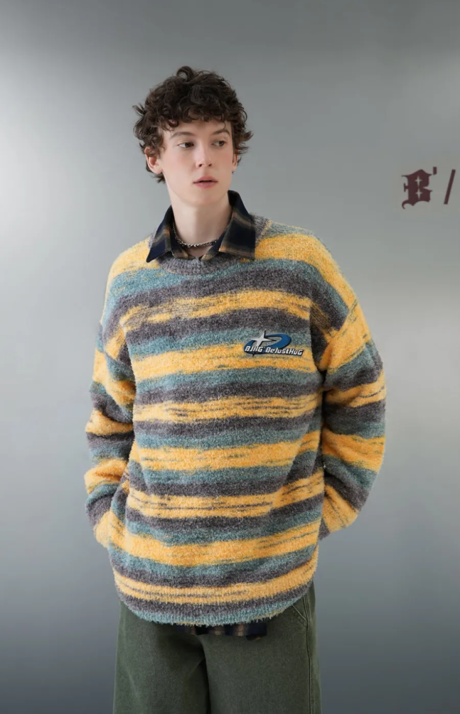 Outlet Contrast Painted Stripe Sweater Sweaters