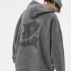 Sale Embroidered Thorns Suede Hoodie Hoodies
