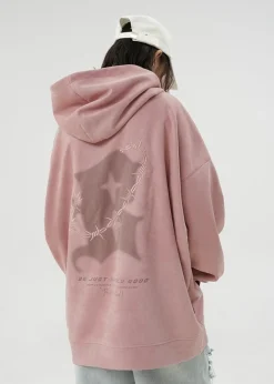 Sale Embroidered Thorns Suede Hoodie Hoodies