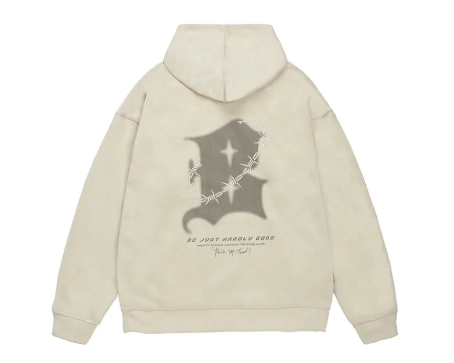 Sale Embroidered Thorns Suede Hoodie Hoodies