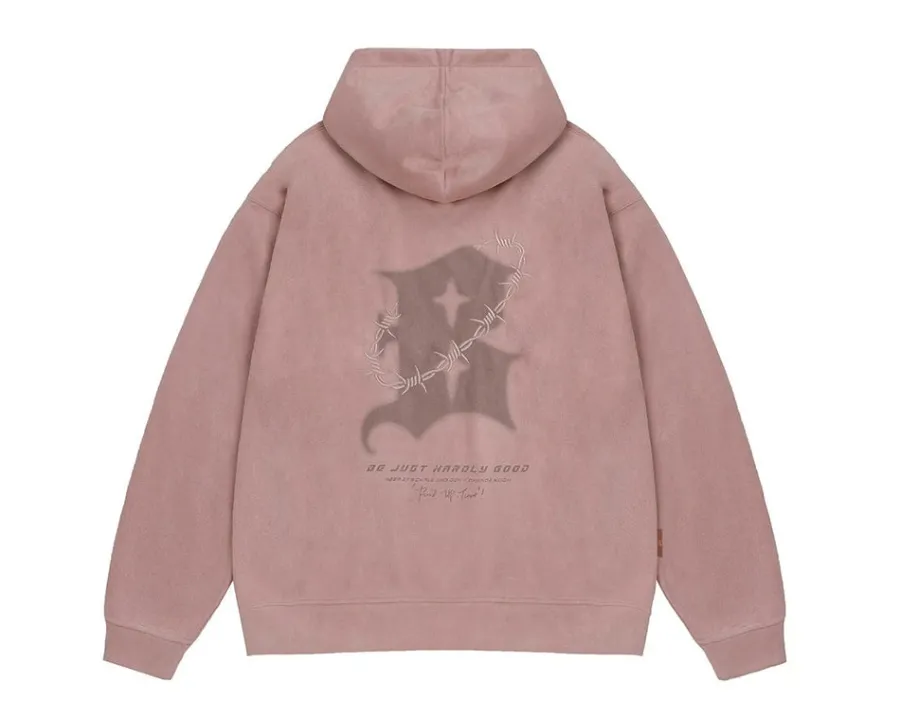 Sale Embroidered Thorns Suede Hoodie Hoodies