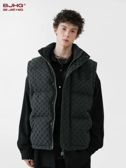 Hot Monogram Print Puffer Vest Jackets