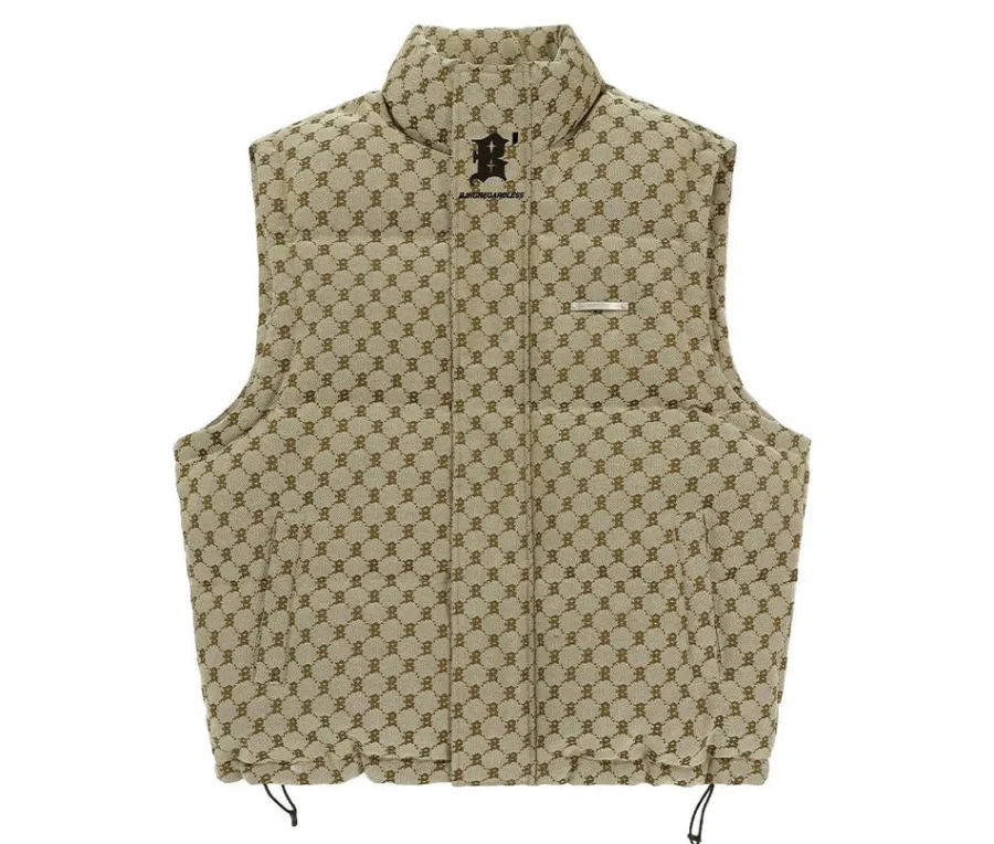Hot Monogram Print Puffer Vest Jackets