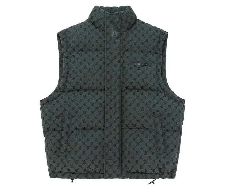 Hot Monogram Print Puffer Vest Jackets