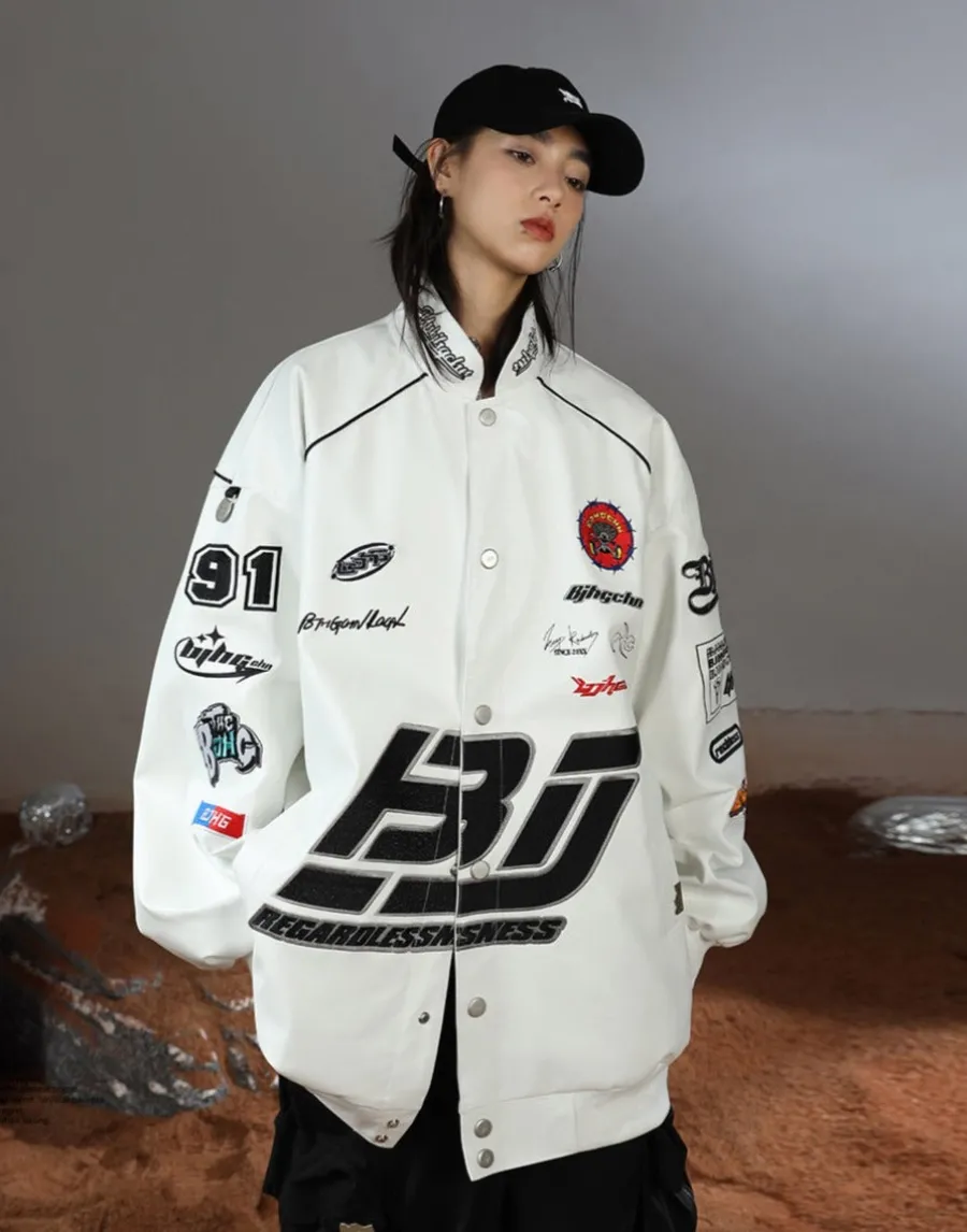 Fashion Patched Biker Jacket Jackets