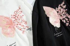 Discount Cherry Blossom Butterfly Embroidered Hoodie Hoodies