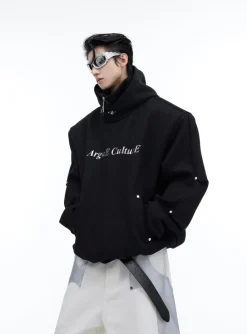 Sale Silver-Studded Logo Hoodie Hoodies