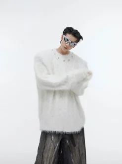 Fashion Studded Collar Sweater Sweaters