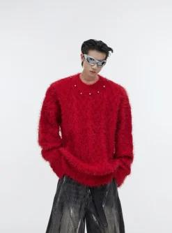 Fashion Studded Collar Sweater Sweaters