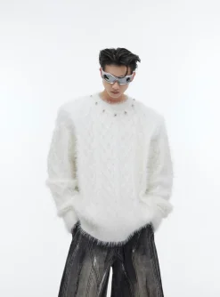 Fashion Studded Collar Sweater Sweaters