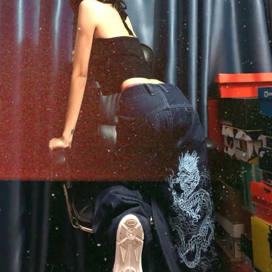 New Dragon Embroidered Denim Jeans Jeans