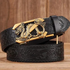Online Embossed Z Dragon Pendant Leather Belt Accessories