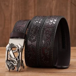 Online Embossed Z Dragon Pendant Leather Belt Accessories