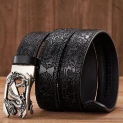 Online Embossed Z Dragon Pendant Leather Belt Accessories