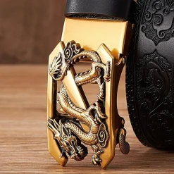 Online Embossed Z Dragon Pendant Leather Belt Accessories
