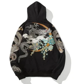 Clearance Embroidered Dragon Hoodie Hoodies