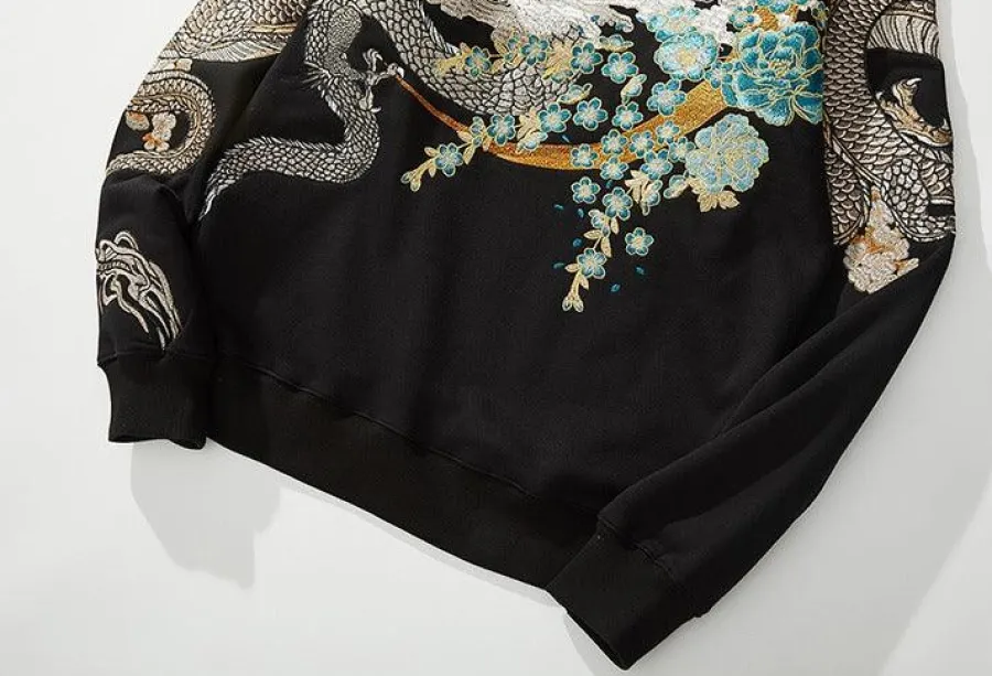 Clearance Embroidered Dragon Hoodie Hoodies