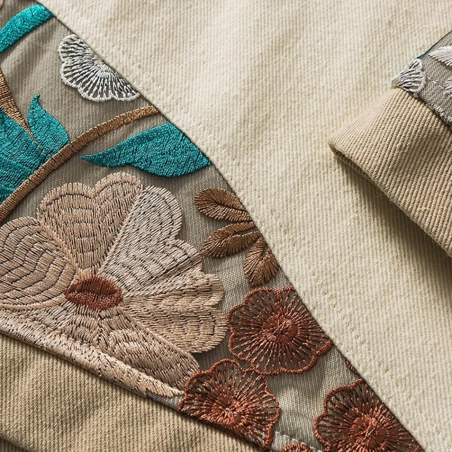 New Embroidered Floral Patchwork Shorts Shorts