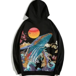 Hot Embroidered Ocean Hoodie Hoodies