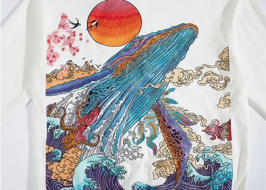 Hot Embroidered Ocean Hoodie Hoodies