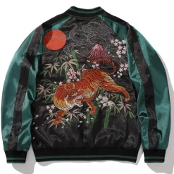 Fashion Embroidered Tiger Varsity Jacket Jackets