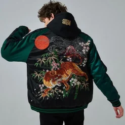 Fashion Embroidered Tiger Varsity Jacket Jackets