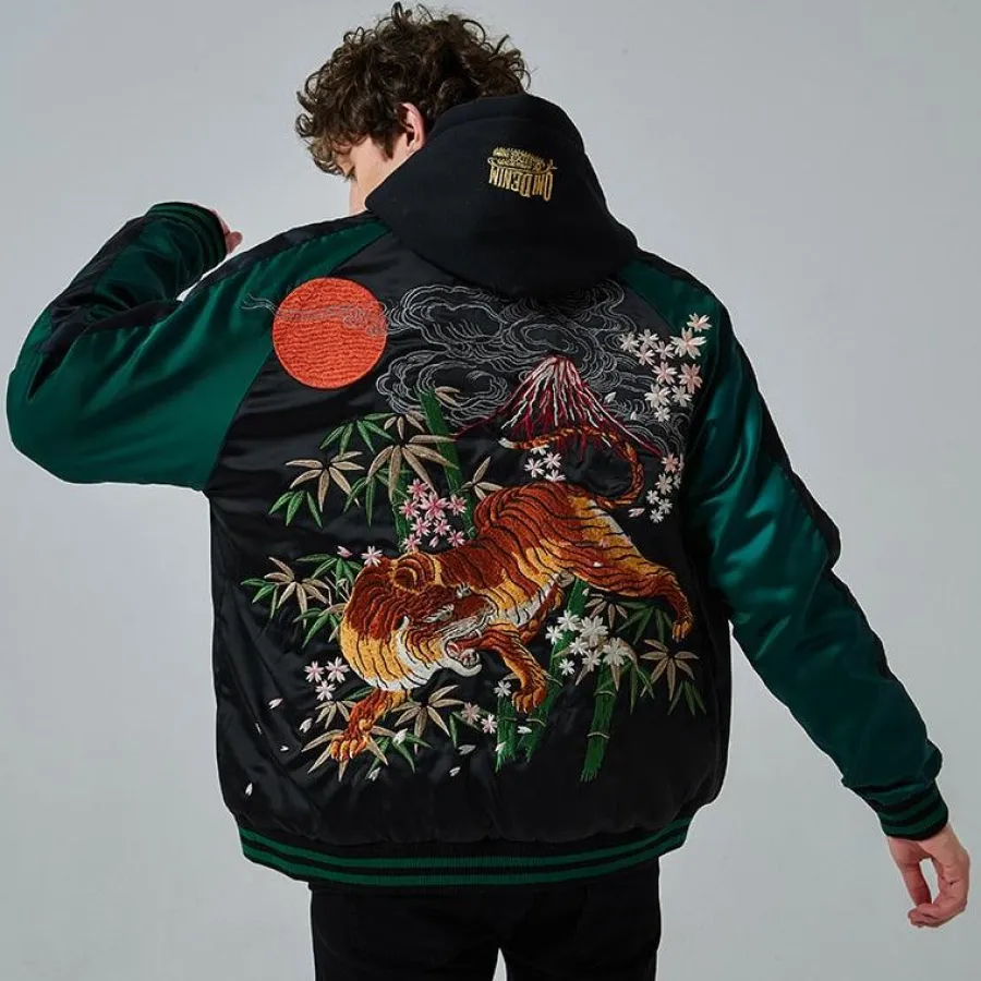 Fashion Embroidered Tiger Varsity Jacket Jackets