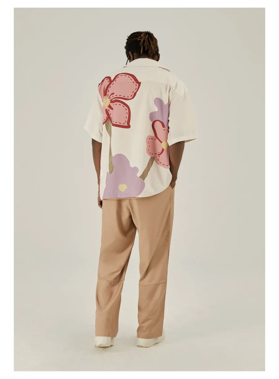 Sale Loose Floral Print Button-Up Shirt Shirts