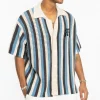 Discount Striped Crochet Collar Shirt Shirts