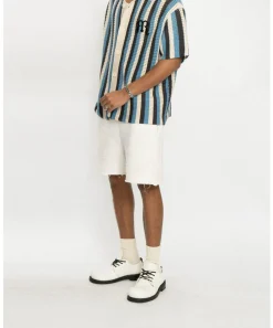 Discount Striped Crochet Collar Shirt Shirts