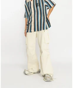 Discount Striped Crochet Collar Shirt Shirts