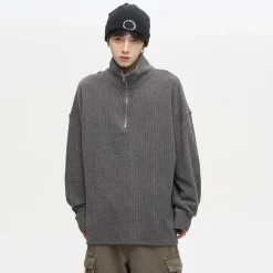 Best Quarter Zip Ribbed Fleece Jacket Sweaters