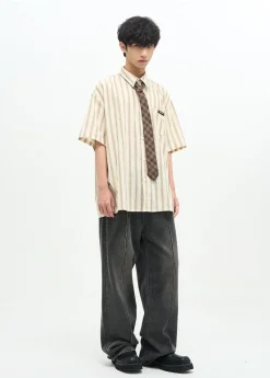 Clearance Striped Collar Shirt Shirts