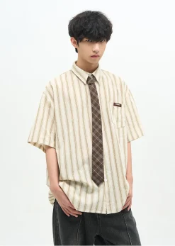 Clearance Striped Collar Shirt Shirts