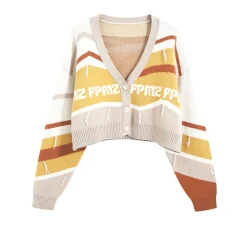 Online Retro-Colored Contrast Striped Cardigan Sweaters