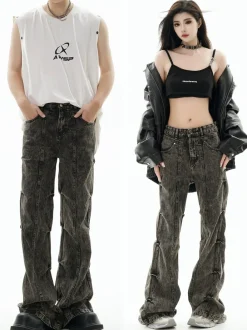 Online Acid Wash Paneled Jeans Jeans