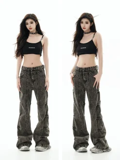 Online Acid Wash Paneled Jeans Jeans