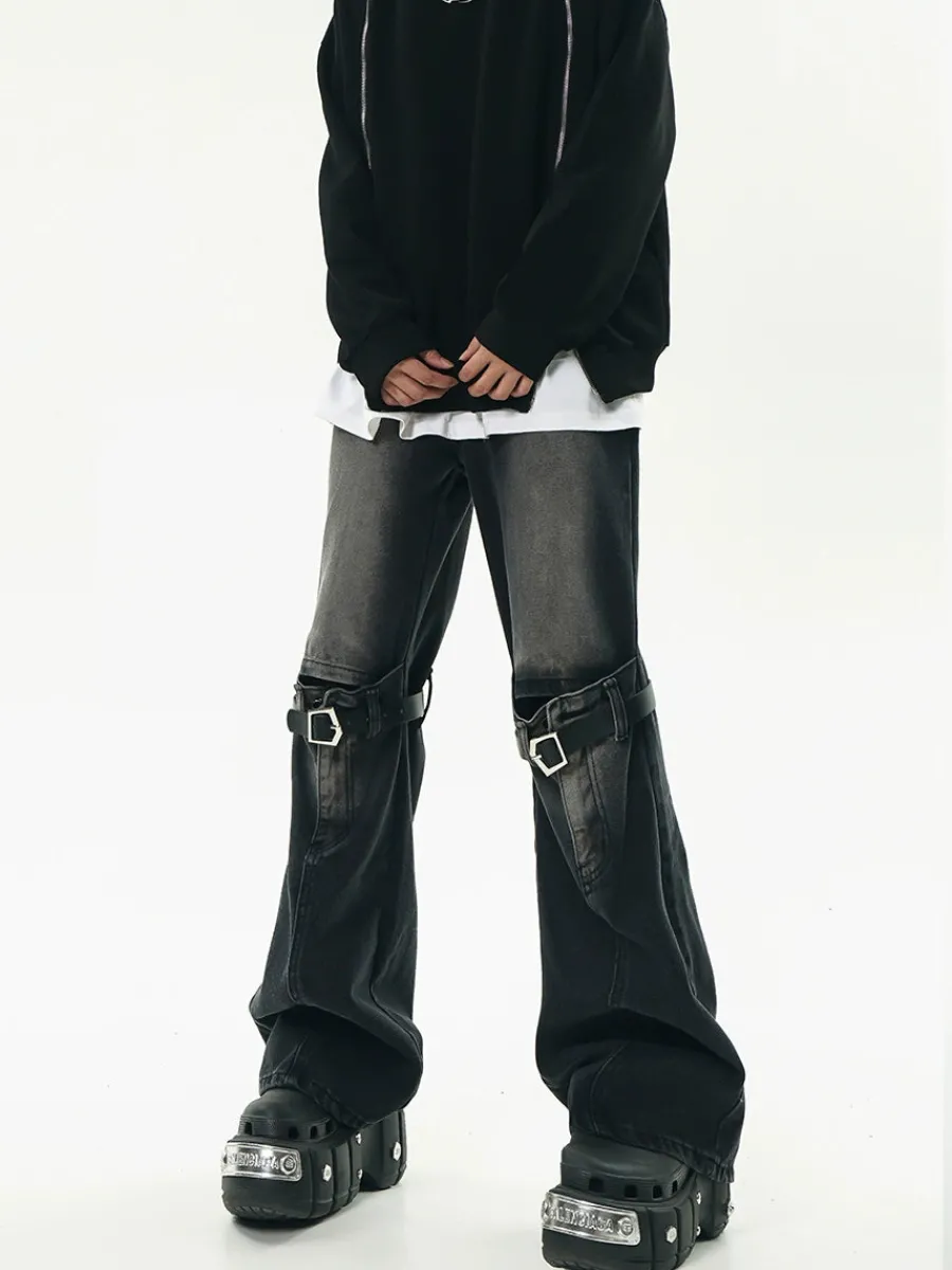 New Faded Buckle-Knee Jeans Jeans
