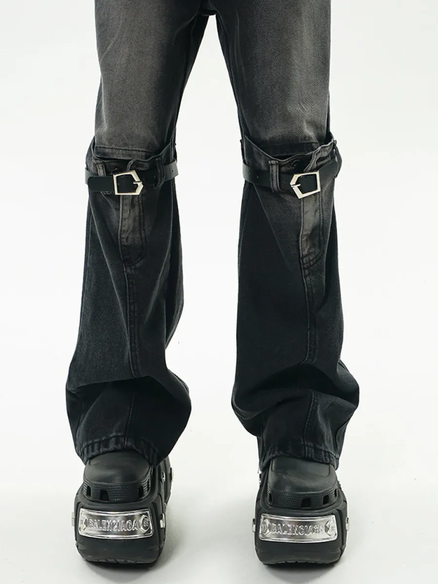 New Faded Buckle-Knee Jeans Jeans