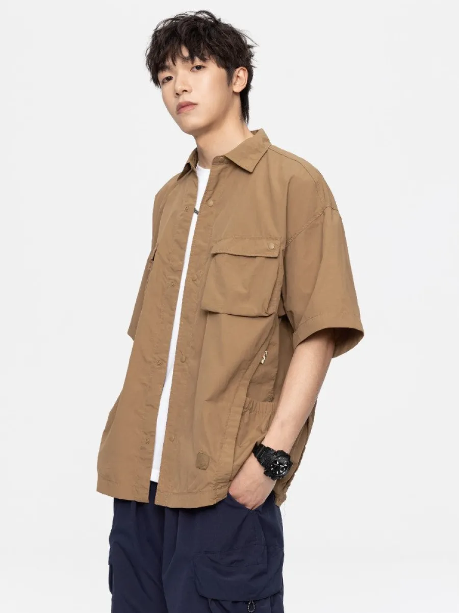 Discount Paneled Button-Up Shirt Shirts
