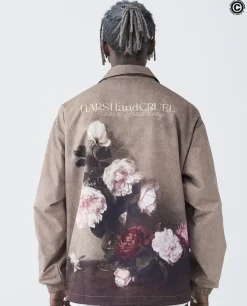 Discount Painted Flowers Windbreaker Jacket Jackets