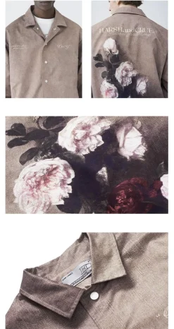 Discount Painted Flowers Windbreaker Jacket Jackets