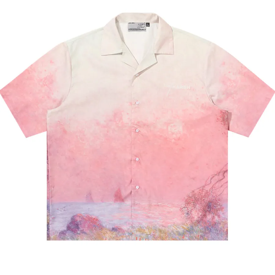 Online Painted Sunset Button-Up Shirts