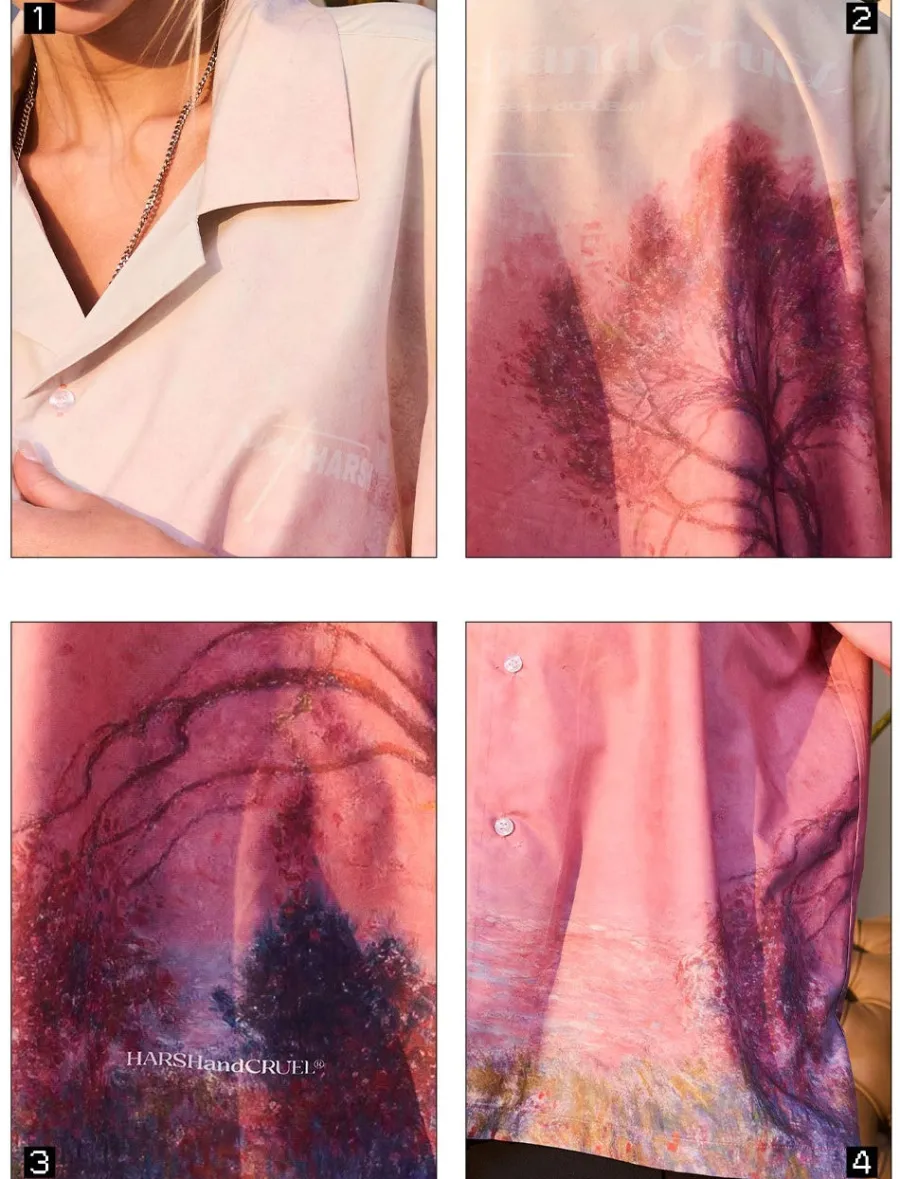Online Painted Sunset Button-Up Shirts