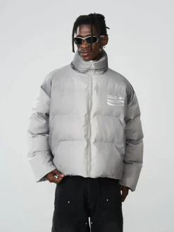 Outlet Silver-Tone Puffer Jacket Jackets