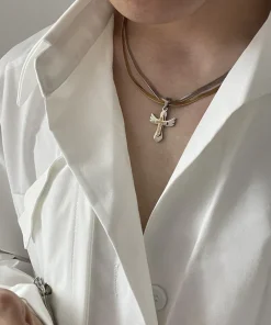 Clearance Two-Tone Cross Necklace Accessories