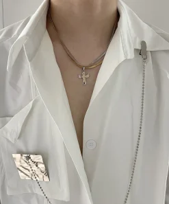 Clearance Two-Tone Cross Necklace Accessories