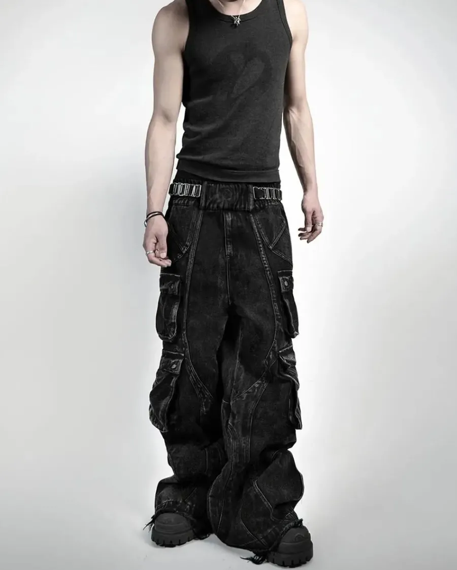Clearance HJK Exclusive "Anarchy" Denim Cargo Pants Pants | Jeans